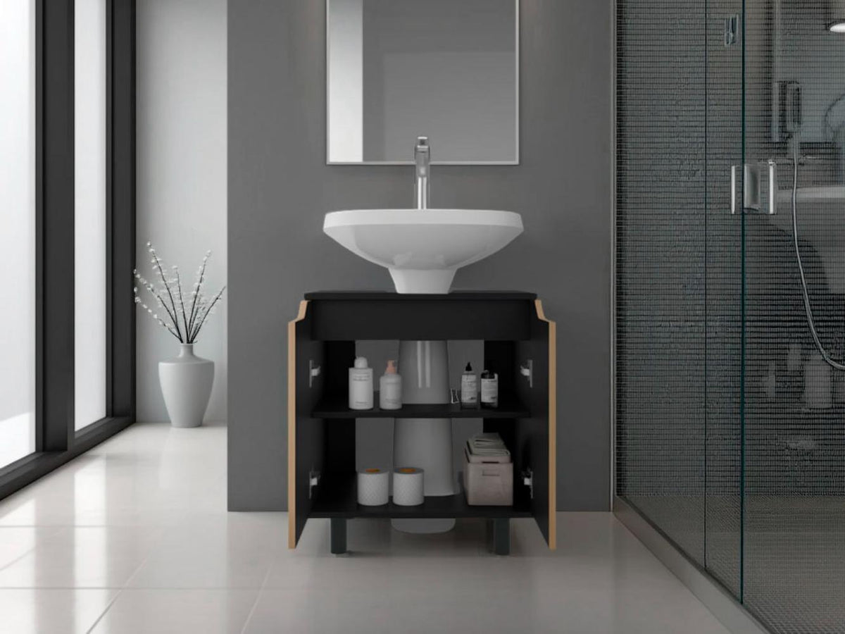 Mueble Para Lavamanos Marlo Dos Puertas, Wengue Y Fresno (vista 2)