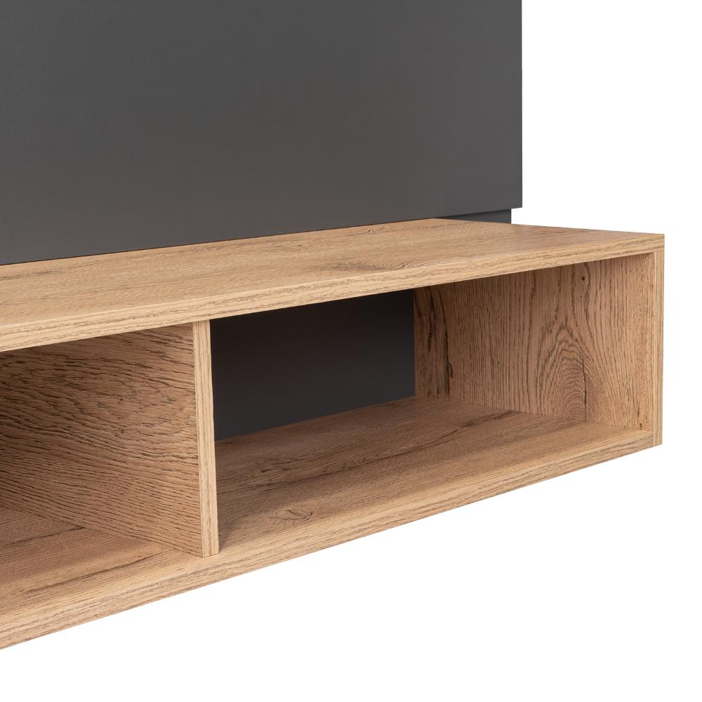 Panel de Tv Chares, Plata Oscuro y Macadamia, con Espacio Para Televisor de Hasta 55 Pulgadas (vista 4)
