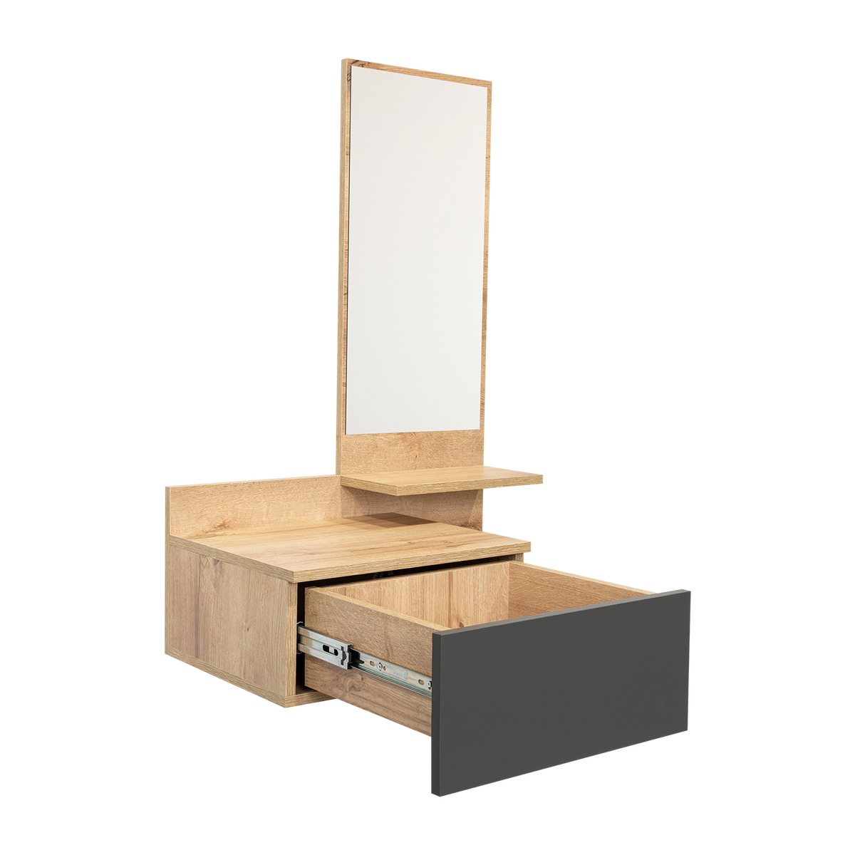 Mesa Flotante Recibidor Viena, Café Claro y Plata Oscuro, con un Cajón (vista 11)