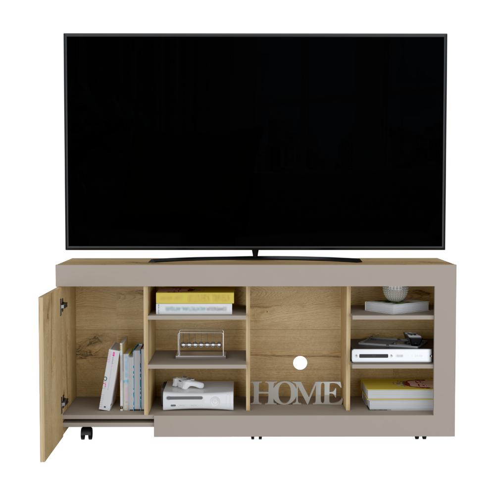 Mesa Para Tv Sahar, Café Claro y Cocoa, para Tv de hasta 65" con una Puerta Abatible y Tres Entrepaños (vista 2)