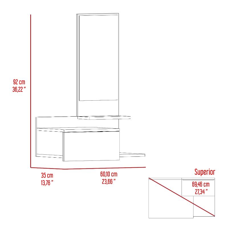 Mueble Recibidor Vienna, Recibidor Viena, Blanco, con un Cajón (vista 15)