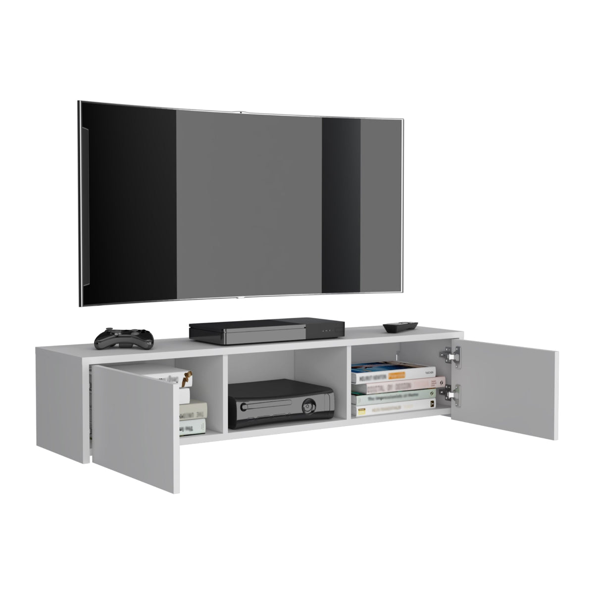 Rack Para Tv Flotante Gleid, Blanco, con Dos Puertas Abatibles (vista 4)