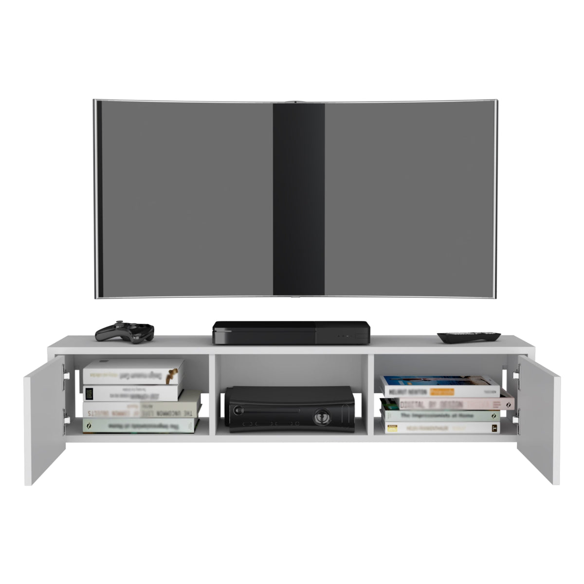 Rack Para Tv Flotante Gleid, Blanco, con Dos Puertas Abatibles (vista 3)