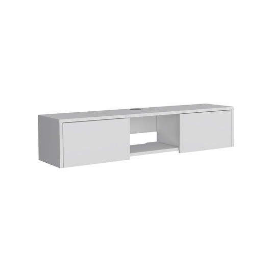 Rack Para Tv Flotante Gleid, Blanco, con Dos Puertas Abatibles