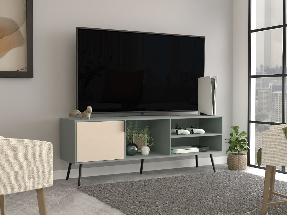 Rack Tv 65" Vulcan Una Puerta, Color Agave Y Toquilla