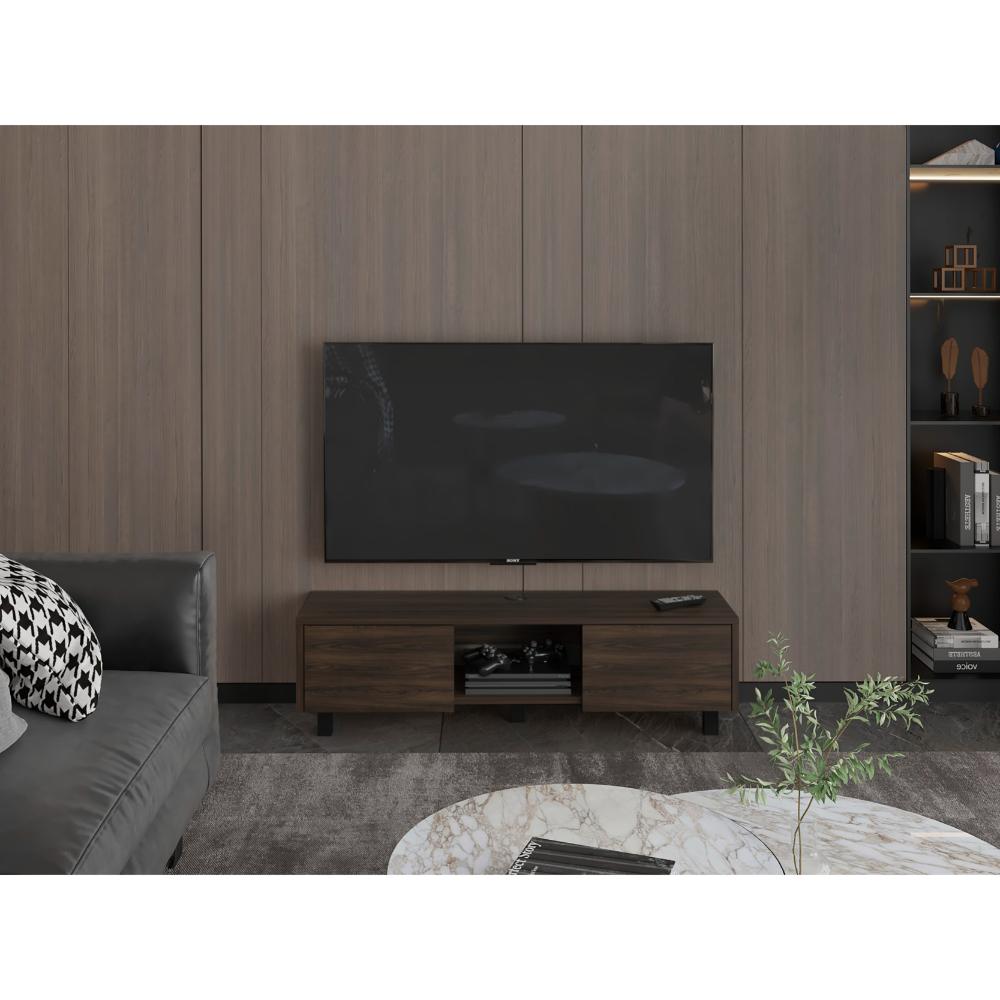 Mesa Para Tv Flotante Gleid, Nogal Europeo, con Dos Puertas Abatibles (vista 5)