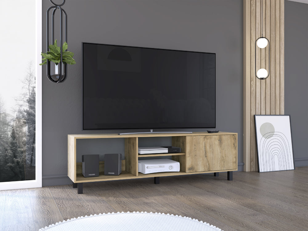 Rack Tv 65" Tunez Una Puerta, Color Macadamia