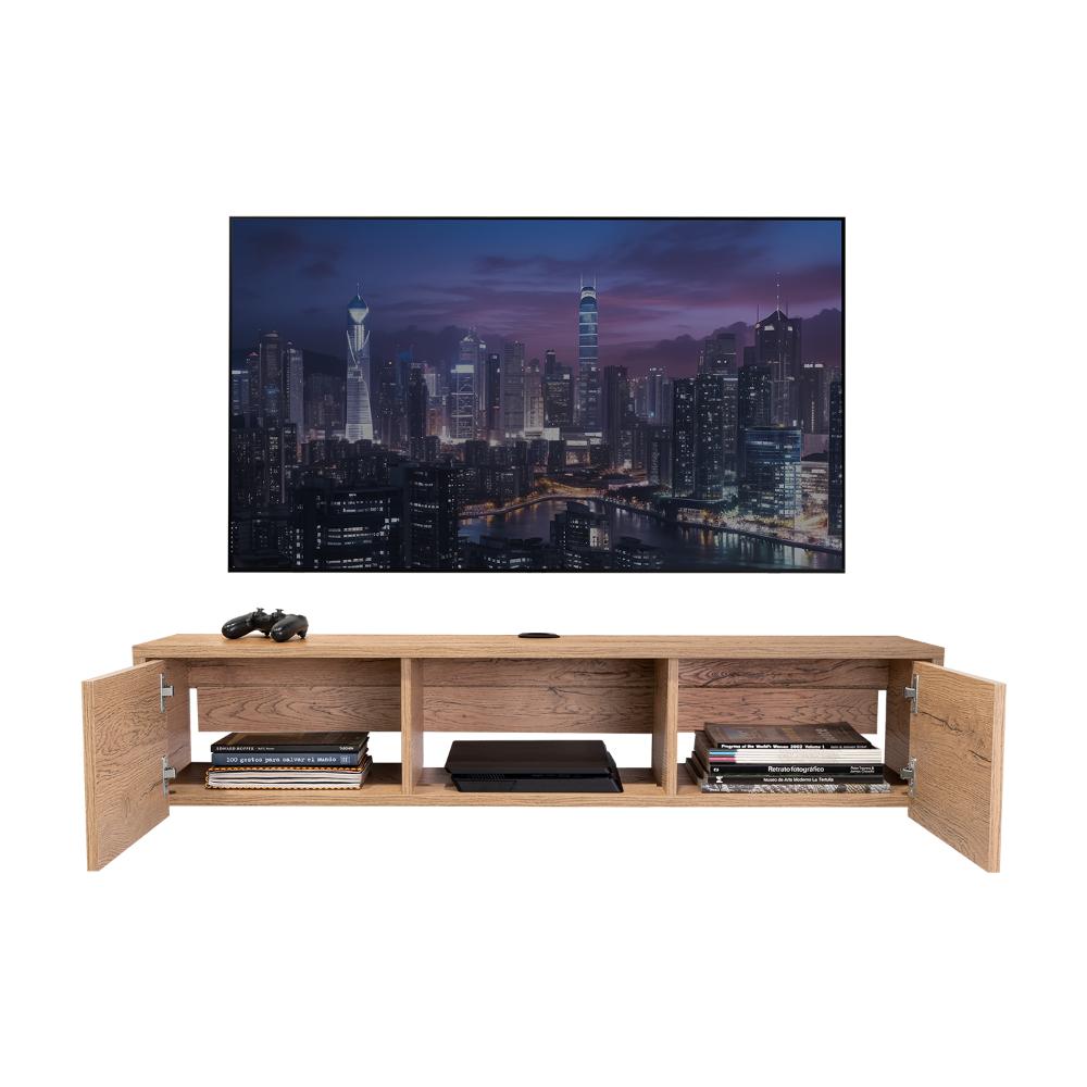 Mesa Para Tv Flotante Gleid, Macadamia, con Dos Puertas Abatibles (vista 4)