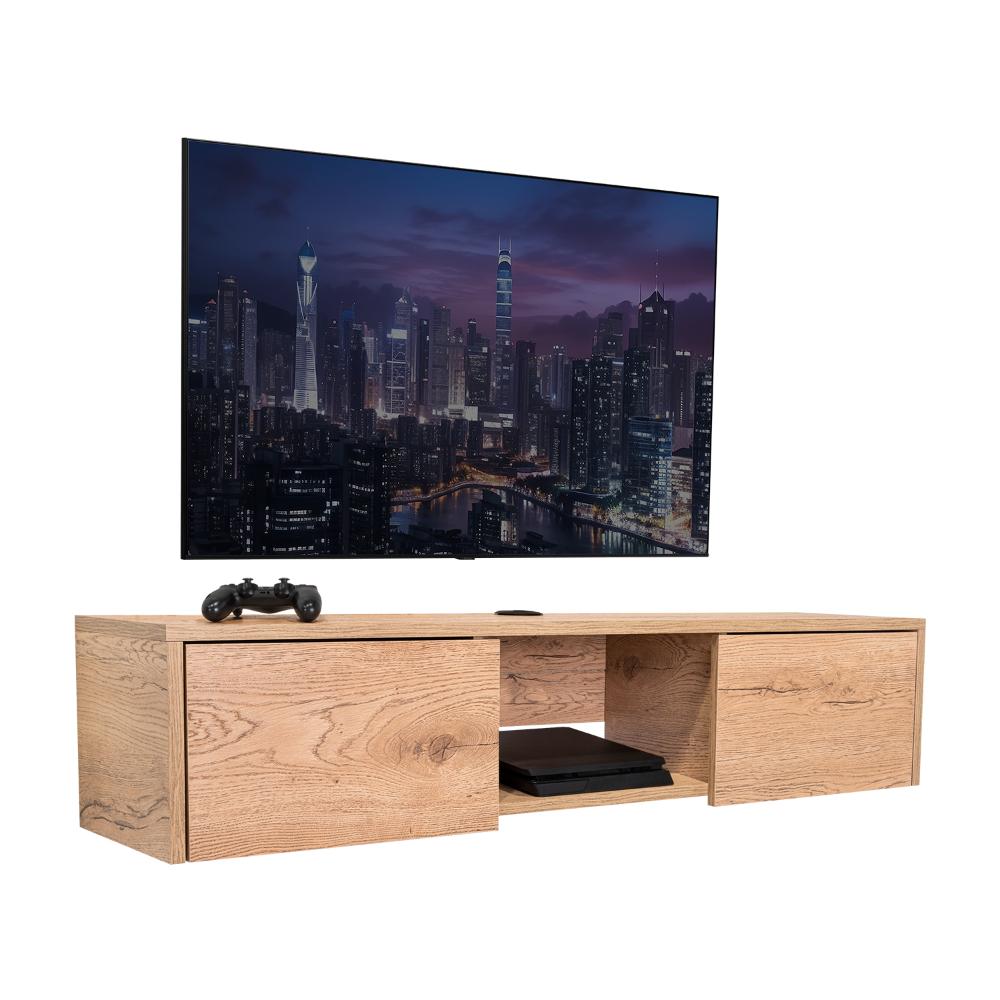 Mesa Para Tv Flotante Gleid, Macadamia, con Dos Puertas Abatibles (vista 6)