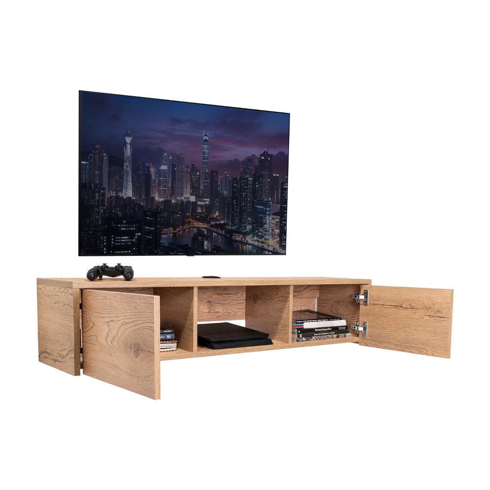 Mesa Para Tv Flotante Gleid, Macadamia, con Dos Puertas Abatibles (vista 5)