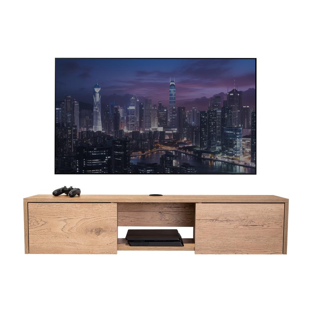 Mesa Para Tv Flotante Gleid, Macadamia, con Dos Puertas Abatibles (vista 3)