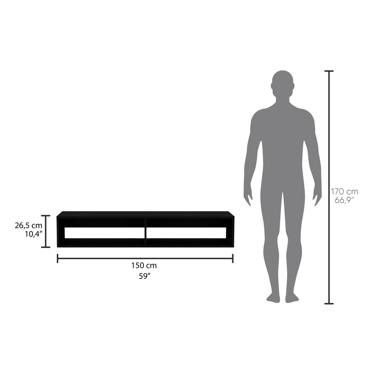 Rack Flotante, Negro, Para Televisor De 70 Pulgadas (vista 8)