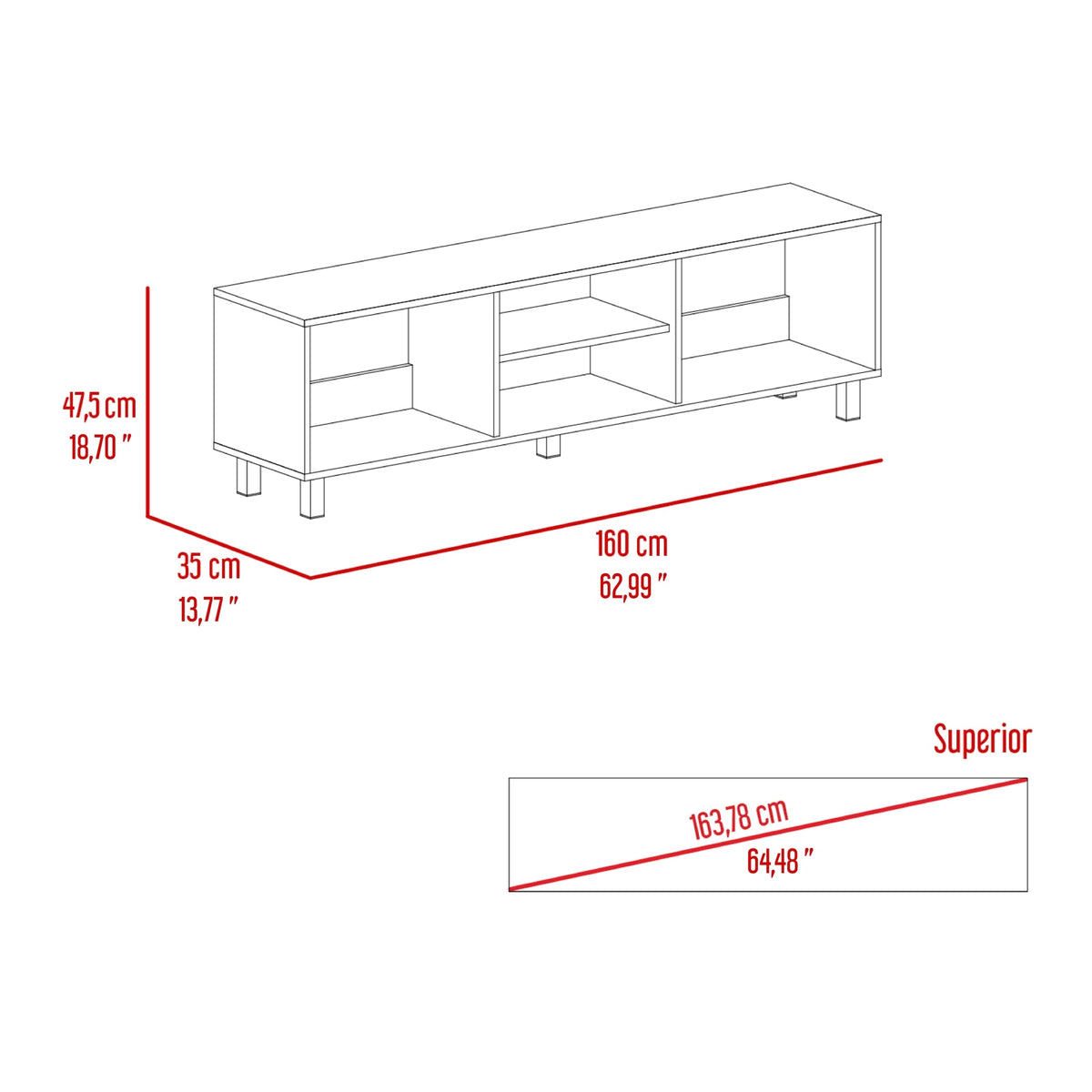 Mesa Para Tv Tunez, Wengue, Para Televisor Hasta 70 Pulgadas (vista 6)