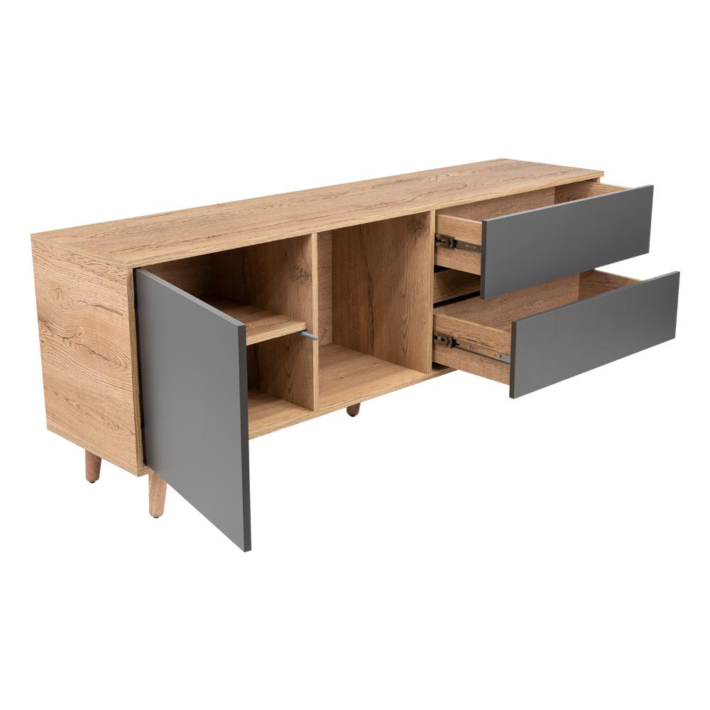 Mesa Para Tv Nashira, Macadamia y Plata Oscuro, con Espacio Para Televisor de Hasta 65 Pulgadas (vista 4)