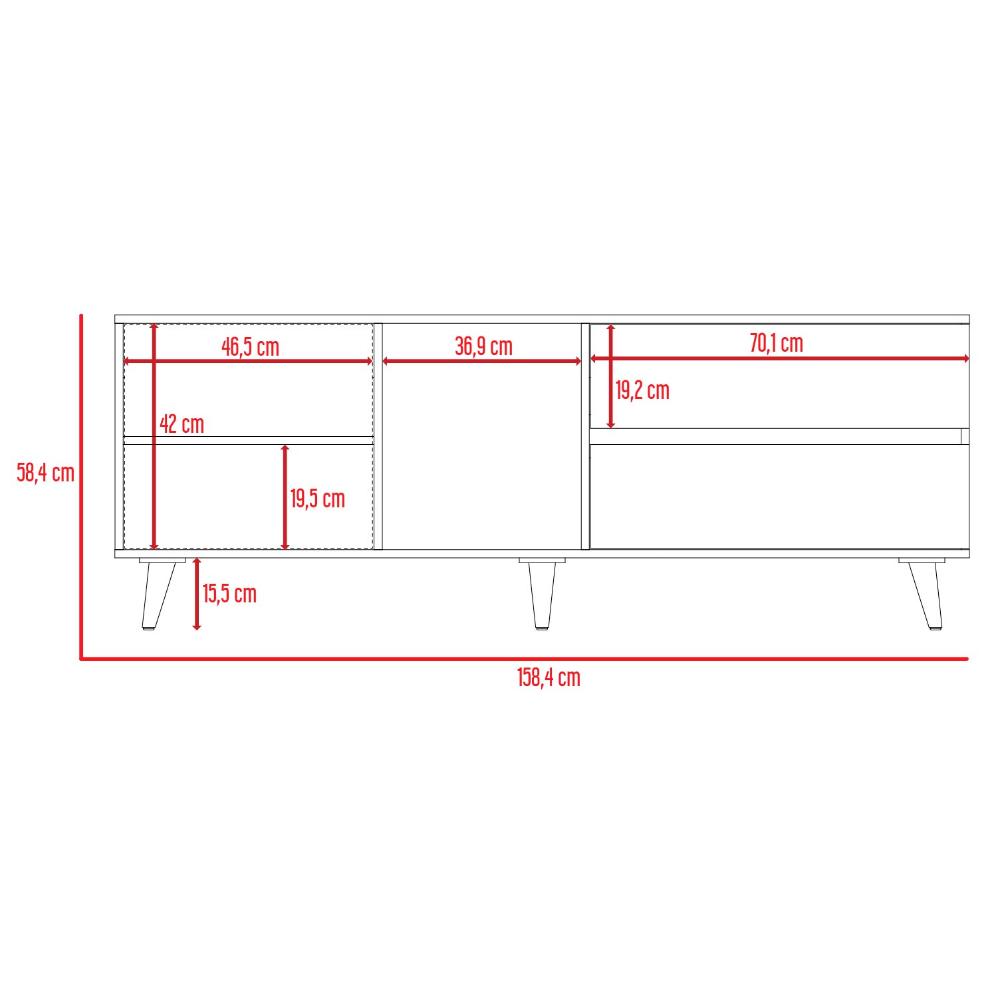 Mesa Para Tv Nashira, Macadamia y Plata Oscuro, con Espacio Para Televisor de Hasta 65 Pulgadas (vista 13)