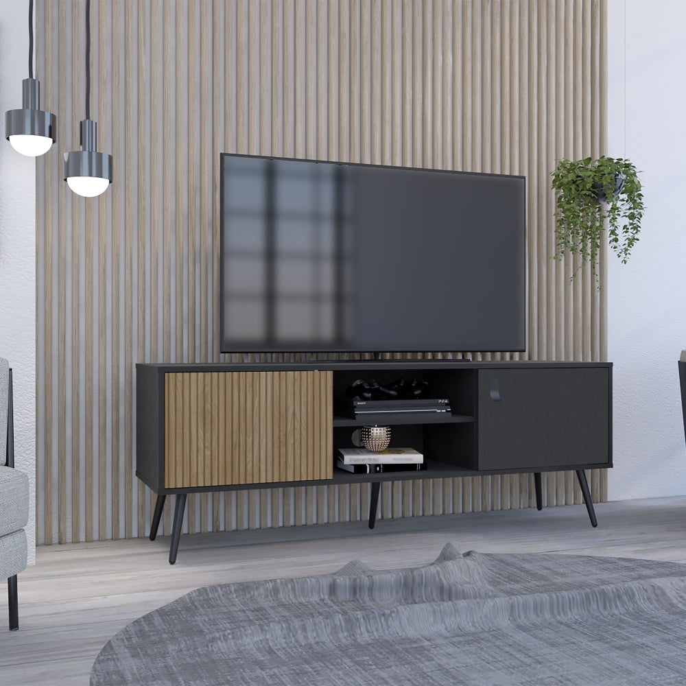 Rack Para Tv Funes Eco 150, Wengue, con espacio para ubicar objetos (vista 2)