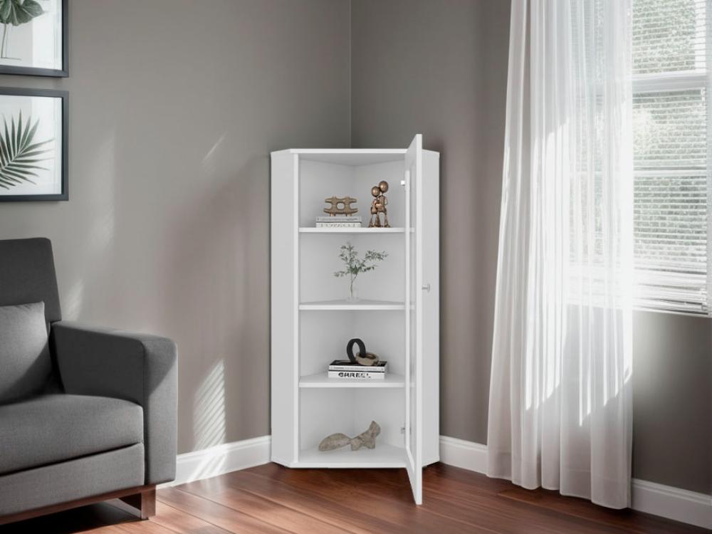 Vitrina Esquinera Genova Una Puerta Vidrio, Blanco (vista 2)
