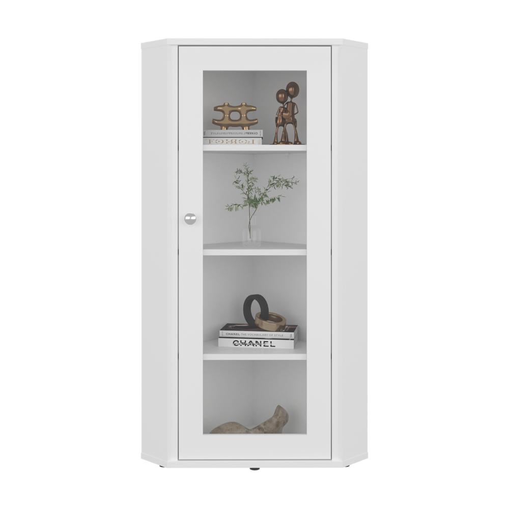 Vitrina Esquinera Genova Una Puerta Vidrio, Blanco (vista 3)