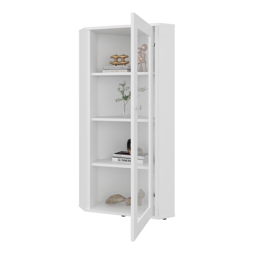 Vitrina Esquinera Genova Una Puerta Vidrio, Blanco (vista 5)
