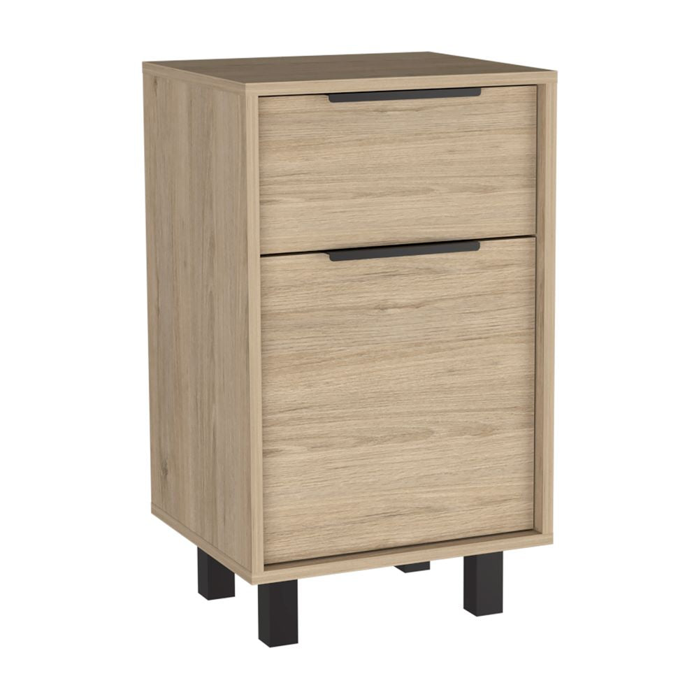 Velador Kaia Z Color Rovere y Blanco Marqueza Para Dormitorio