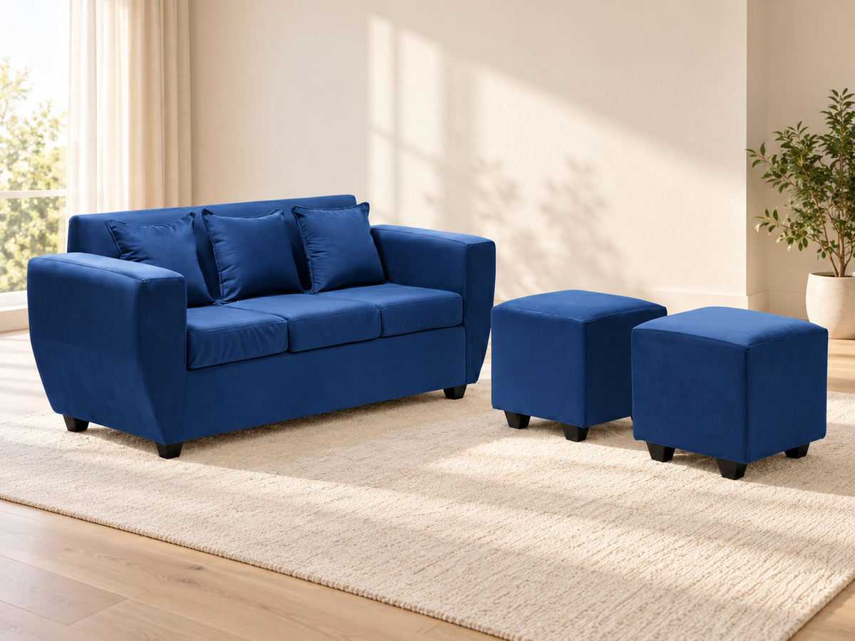Living Kansas 3 cuerpos + 2 Pouf Felpa