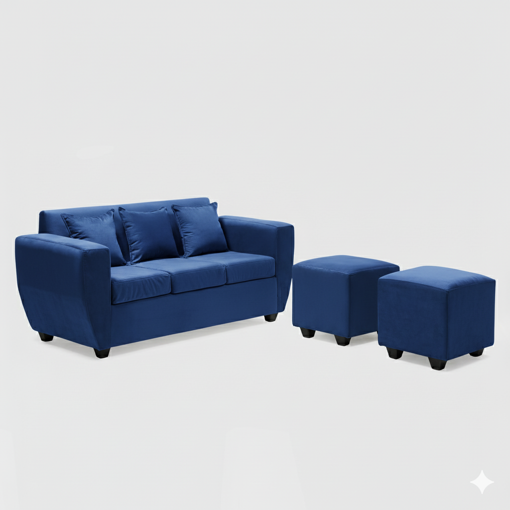 Living Kansas 3 cuerpos + 2 Pouf Felpa